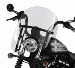 Harley Davidson Abnehmbare Kompakt-Windschutzscheibe 14" Leicht Getönt & Schwarze Streben
