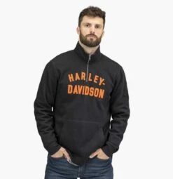 Harley-Davidson Racer Font 1/4-Zip Pullover Schwarz -Harley Davidson Store 96001 22vm 31