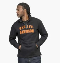 Harley-Davidson Racer Font 1/4-Zip Pullover Schwarz -Harley Davidson Store 96001 22vm 41