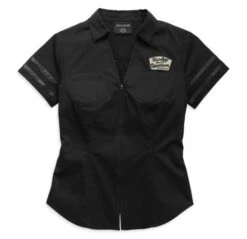 Harley-Davidson Damen Zip Shirt Artisan Schwarz