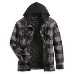 Harley-Davidson Hooded Shirt Onwards Karo Schwarz/grau -Harley Davidson Store 96356 23vm 31
