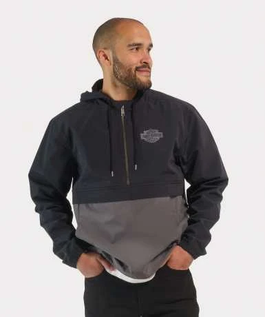 Harley-Davidson Essential Colorblock Anorak Schwarz/grau 3 Harley-Davidson Essential Colorblock Anorak Schwarz/grau – Bild 3