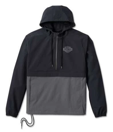 Harley-Davidson Essential Colorblock Anorak Schwarz/grau 1 Harley-Davidson Essential Colorblock Anorak Schwarz/grau