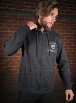Harley-Davidson Skull Zip Hoodie, Grau -Harley Davidson Store 99107 18vm 4