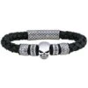 Harley-Davidson Armband Geflochtenes Leder & Skull Stahl